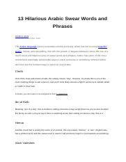13 Hilarious Arabic Swear Words and Phrases.docx - 13 Hilarious Arabic ...
