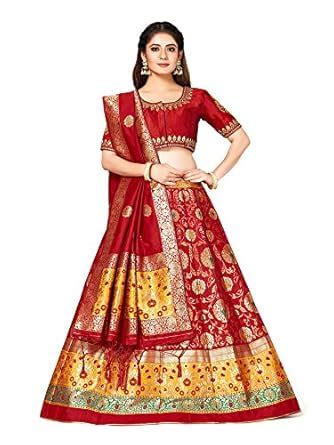 Buy MIMOSA Women's Semi-Stitched Art Silk Lehenga Choli with Dupatta ...