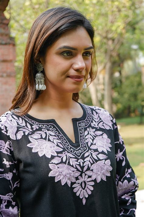 House Of Kari(Chikankari Clothing) - Woollen Kashmiri Black Kurta Set