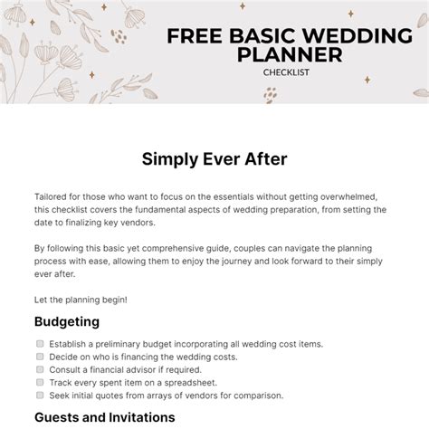 Basic Wedding Checklist 的图像结果