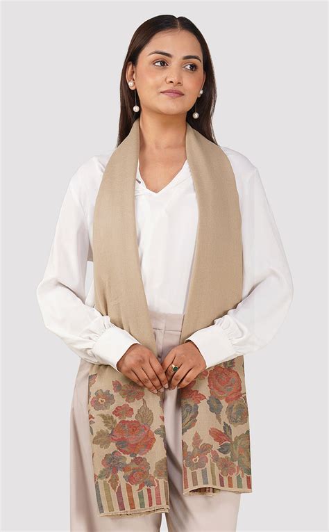 Rose Fawn Kani Stole | Fine Wool Stole | Kani Embroidered Stole – The ...