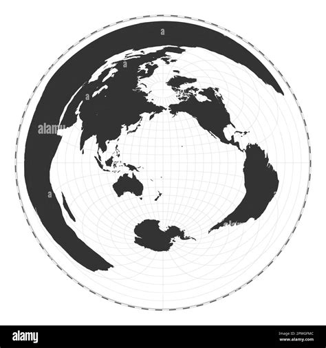 Vector world map. Azimuthal equidistant projection. Plain world ...