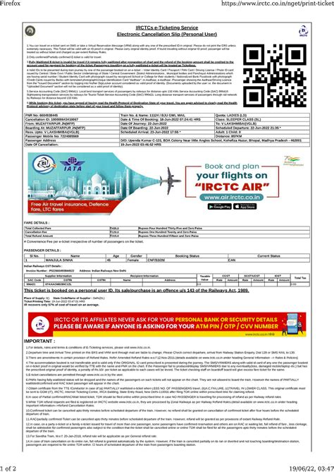 Cancel e ticket - IRCTCs e-Ticketing Service Electronic Cancellation ...