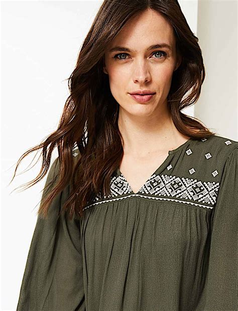 Buy Embroidered Blouson Sleeve Tunic at Marks & Spencer