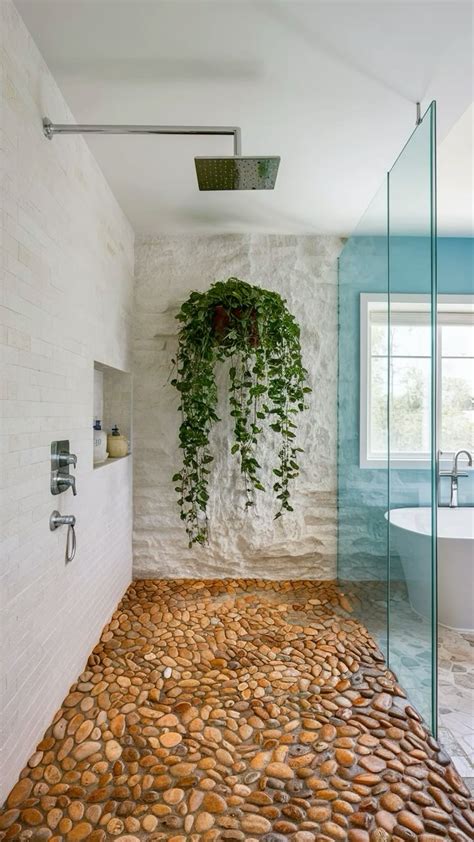 dream bathroom | indoor jungle | Bathroom shower design, Half wall ...