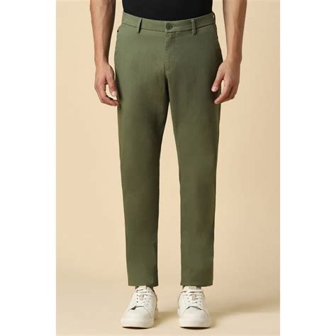 Buy Allen Solly Men Green Slim Fit Solid Casual Trouser Online