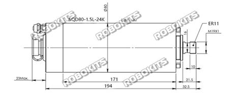 CNC Spindle 1.5kW ER11 Water Cooled 80mm 220V 24000RPM CNC Spindle 1 ...