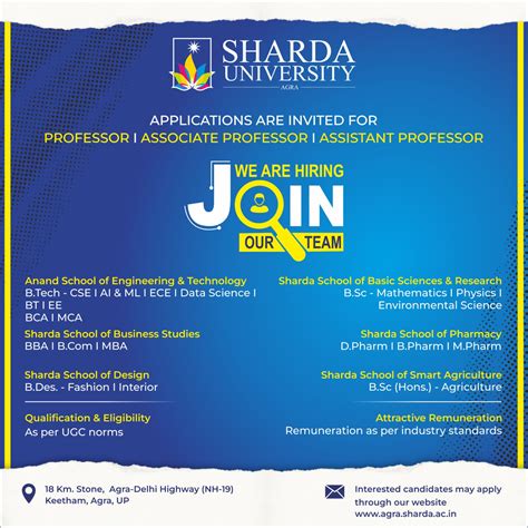 Career- Current Job Openings at Sharda Univesity Agra