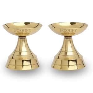 POSHIFY Niranjan Brass Diya (Pack of 2) - Handcrafted Traditional ...