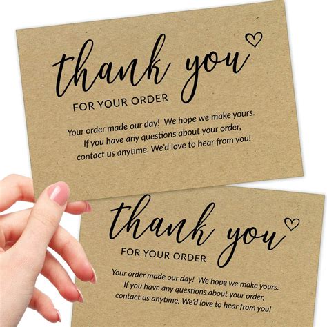 T MARIE 50 Large 4x6 Kraft Thank You Cards Small Business Supplies for ...