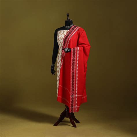 Red Odisha Cotton Sambalpuri Ikat Dupatta