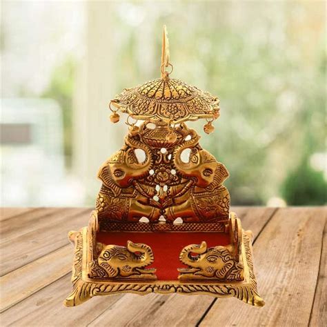 Buy Rockshok Krishna Ladoo/Laddu Bal Gopal Metal Singhasan, Religious ...