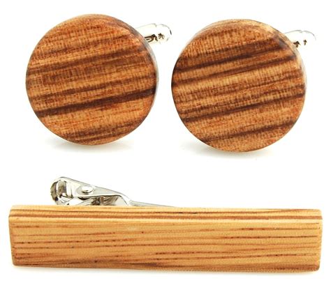 Buy Peluche Tortilla Stripes - Teak Wood Silver Colored Cufflink and ...