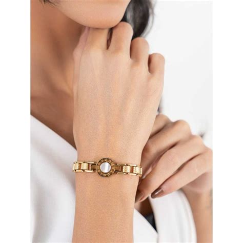 Buy ZAISHA 18K Gold Plated White Dializo Strap Bracelet Online