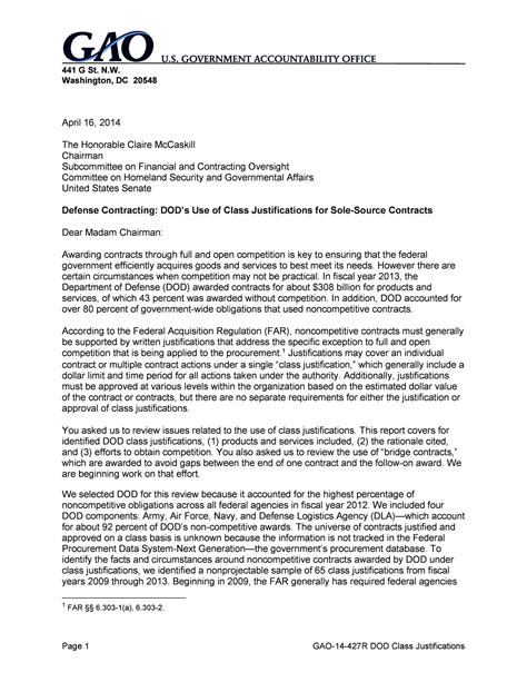 Defense Contracting: DOD's Use of Class Justifications for Sole-Source ...