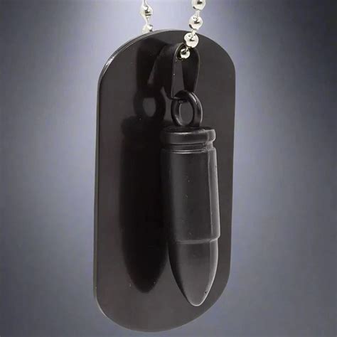 Buy Now Premium SS Pendant/ Necklace - BULLET DOG TAG (Black)- Titanium ...