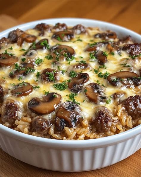 Creamy Beef & Mushroom Rice Bake – Cook Book