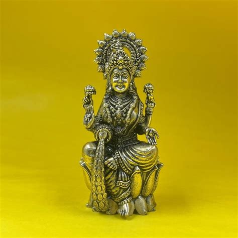 Buy CraftVatika Brass Maa Dhan Lakshmi Devi Idol Statue Sitting on ...