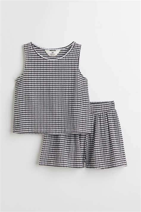 2-piece set with a vest top and shorts - Black/Checked - Kids | H&M IN