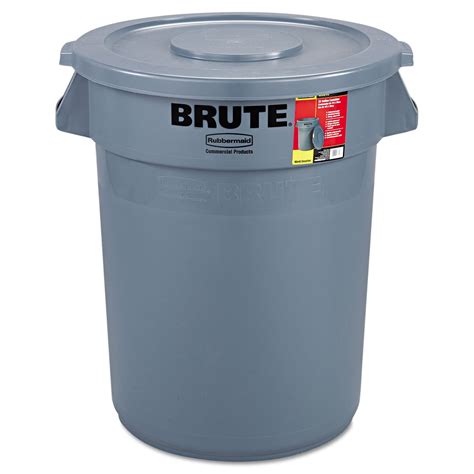 Rubbermaid 32 gal Gray Brute Garbage Can, Heavy-Duty, Reinforced ...