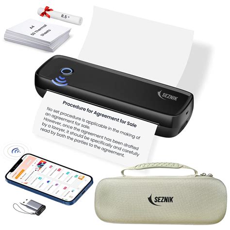 SEZNIK Portable A4 Printer & Hard Case Combo – Wireless Inkless Mini ...