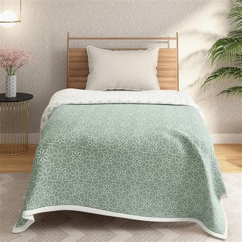 Buy PORTICO Melange Blue Printed Cotton Single Bed Dohar - 140x228cm ...