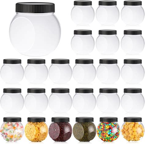 Amazon.com: Tradder 24 Pack Plastic Candy Jars with Lids 19 oz Clear ...