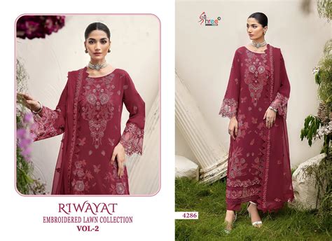 Shree Riwayat Embroidered Lawn Collection Vol 2 Kota Dupatta Cotton ...