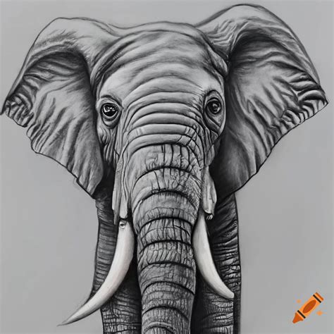 Realistic pencil drawing of an elephant on Craiyon