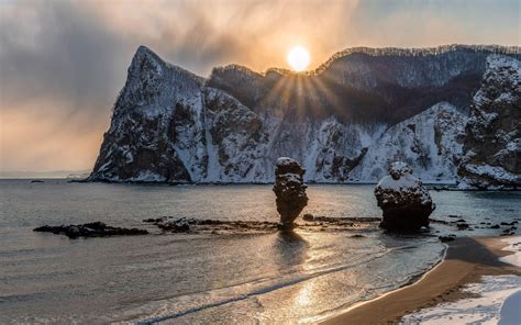 Ano Novo, SunriseEbisu Rock e Daikoku Rock, Hokkaido, Bing, 4K ...