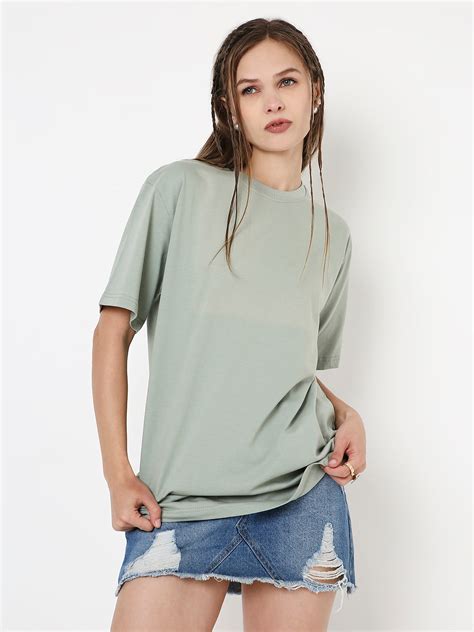 RELAXED FIT SAGE GREEN SOLID TSHIRT