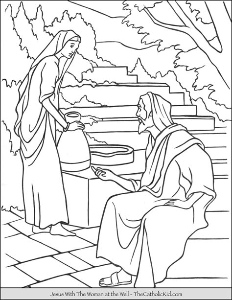 Free Coloring Page Woman At The Well