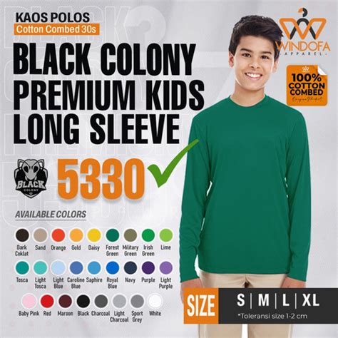 Jual Kaos Polos Lengan Panjang Anak WINTEX 5330 Cotton Combed size S M ...