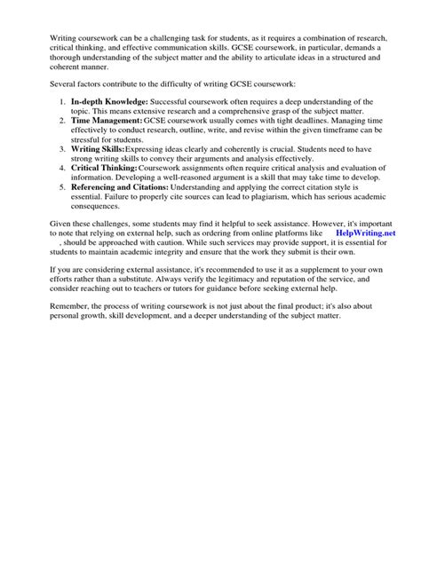 Image result for GCSE Coursework Examples W5