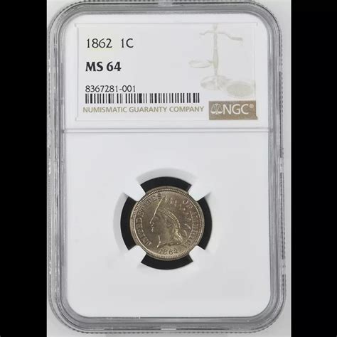 1862 Indian Head Cent Penny NGC MS-64 - Morton Grove Coin