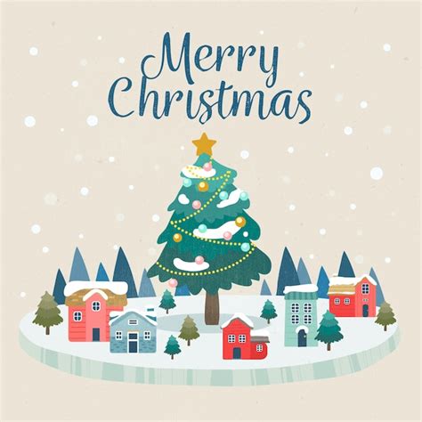 Flat design christmas town wallpaper | Free Vector