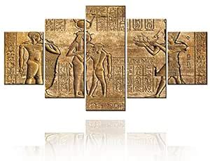 TUMOVO Egyptian Hieroglyphic Carvings Paintings Multi Panels Wall Art ...