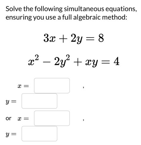 Solve Algebraically the Simultaneous Equations 的图像结果