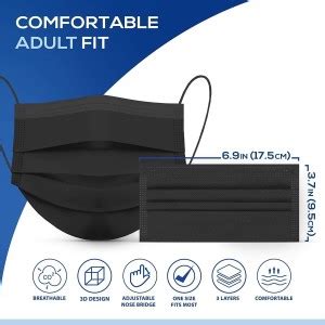 VRX ISO Certified Disposable Black 3 Ply Pharmaceutical Breathable ...