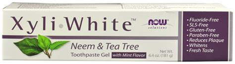 NOW Solutions Xyli White Neem & Tea Tree Toothpaste Gel Mint -- 6.4 oz ...