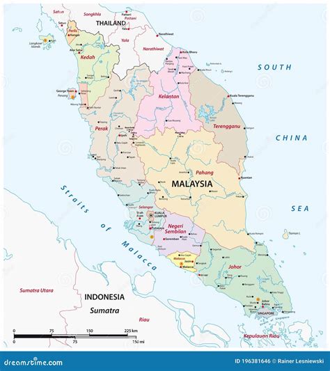 Administrative Structure Vector Map of the Malay Peninsula, Malaysia ...