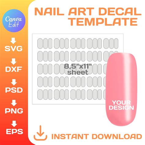 Nail Art Decal Blank Template DIY Custom Wrap Nail Template - Etsy