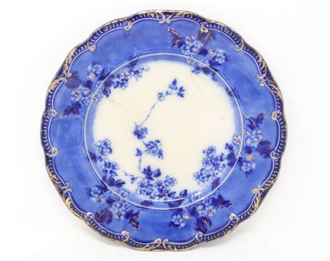 AS IS (hairlines) 9" Antique Blue and White Ridgways Lugano Plate ...