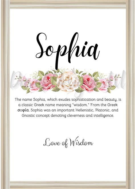 Sophia Name Art Meaning Printable With Floral Design, Sophia Digital ...