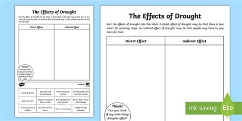 Effects of Drought Worksheet (teacher made) - Twinkl