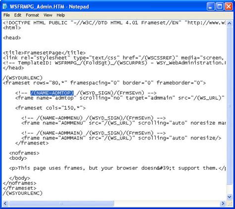 Image result for Frameset Code in Notepad