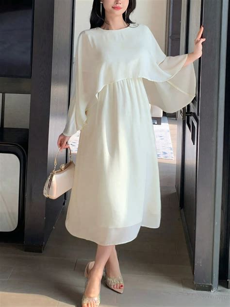 Elegant A-Line Straight Sleeve Cape Maxi dress | Savana | Bestsellers
