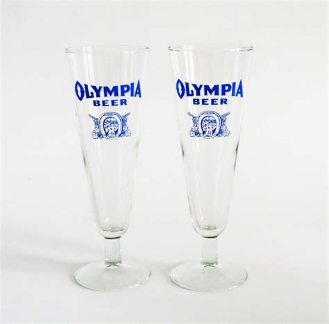 Rare Vintage OLYMPIA PILSNER BEER Glasses Set of 2 Pilsner Beer Glasses ...