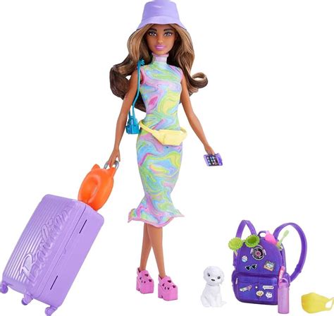 Barbie Doll and Accessories, Travel Set with Teresa Doll, Puppy and 10 ...