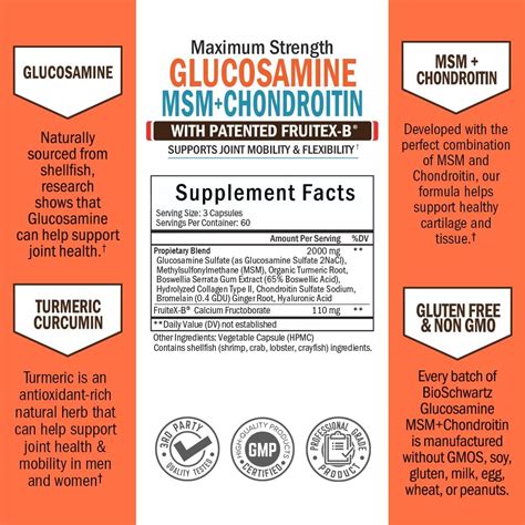 BioSchwartz Glucosamine Chondroitin MSM Triple Strength Joint India | Ubuy